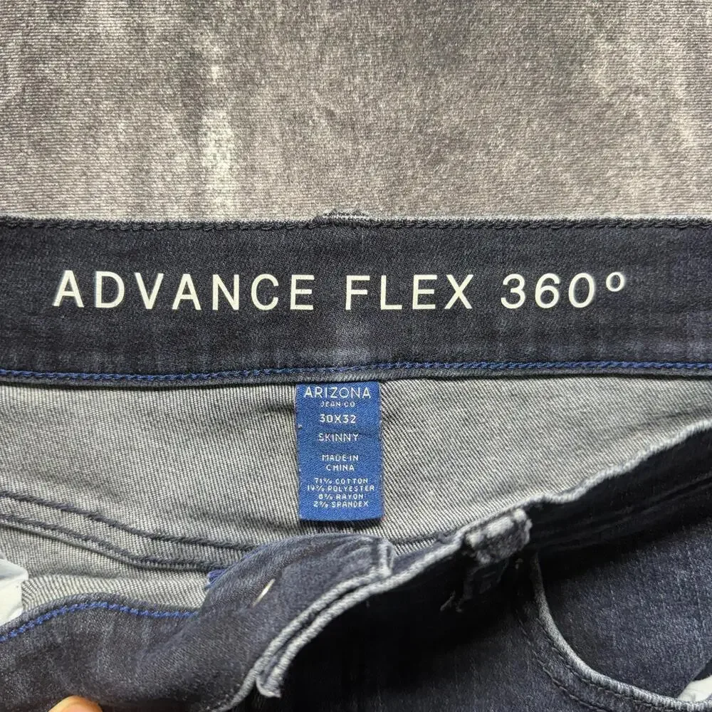 Arizona Jean Co Advance Flex 360 Jeans Mens 30x32 Blue Skinny Stretch Denim